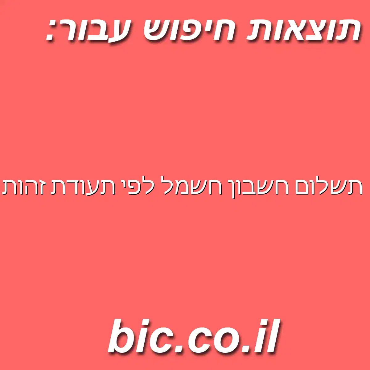 ﻿תשלום חשבון חשמל לפי תעודת זהות